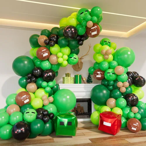 Miniatura 8 de Kit de arco de guirnalda de globos de tortuga verde, globos de látex verde jungla con globo de Mylar de papel de aluminio de pizza para caricaturas
