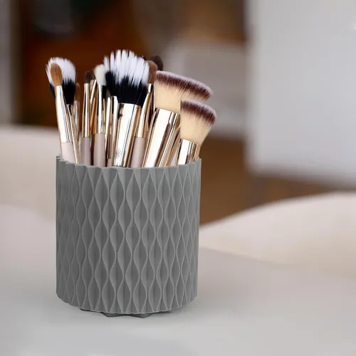 Miniatura 4 de Soporte para brochas de maquillaje, organizador de maquillaje giratorio de 360°, 5 ranuras para brochas de maquillaje, portavasos para decoración
