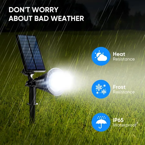 Miniatura 6 de KEV Luces Solares de Punto de 800 Lúmenes para Exteriores, 18 LEDs Luces Solares de Inundación con 2 Modos y Ajustables e IPX65 Impermeables, Foco