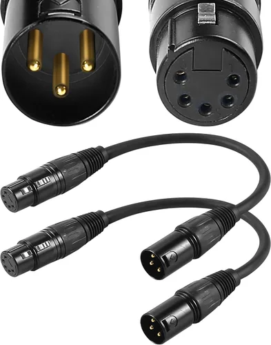 Adaptador DMX de 3 pines macho a 5 pines hembra, paquete de 2 adaptadores DMX 5F3M de 10' para iluminación de escenario y controlador