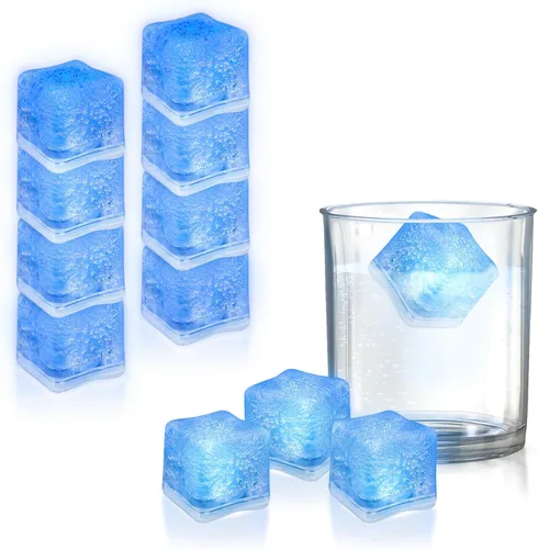 Miniatura 2 de Windy City Novelties Paquete de 12 cubos de hielo LED azules con 6 modos de luz, innovador botón de encendido/apagado, perfectos para fiestas