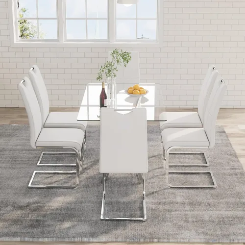 Miniatura 27 de Mesa de comedor de 5 piezas de 47 pulgadas con 4 sillas de piel sintética, juego de mesa de comedor moderno para 4, mesa de cocina rectangular