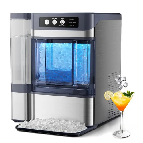 Nugget - Máquina de hielo para encimera, 44 libras/24 horas con tanque de 0.8 galones, máquina de hielo de pellets autolimpiante lista en 5-10