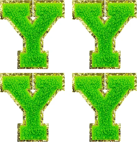 Miniatura 19 de Jongdari Letras termo-adhesivas de felpilla para ropa, parches de letras del alfabeto con brillantina para coser, con adhesivo planchado, 4 Blanco