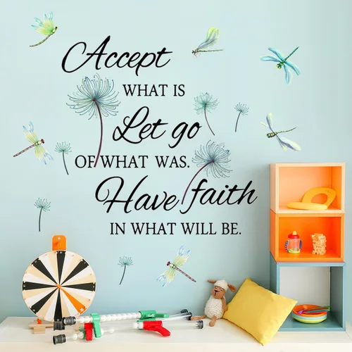 Miniatura 4 de Calcomanías de vinilo con frases inspiradoras extraíbles, de libélula y frases de pared, calcomanías de frases positivas para el hogar, dormitorio