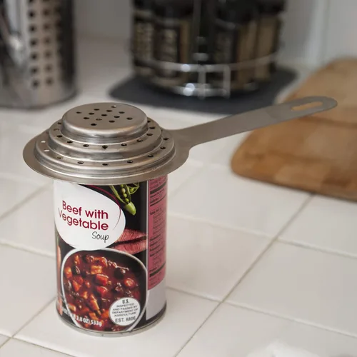 Miniatura 6 de Colador de latas universal Colador de latas de acero inoxidable de grado alimenticio con mango Colador de alimentos enlatados Prensa de atún