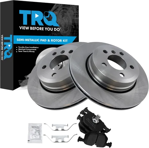 Miniatura 26 de TRQ Juego de pastillas de freno semimetálicas traseras y rotores compatibles con Chevrolet Trailblazer 02-06 Trailblazer EXT 04-06 SSR 02-07 GMC