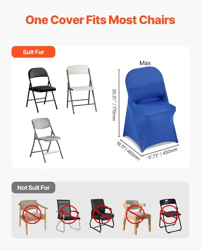 Miniatura 171 de VEVOR 150 fundas blancas para sillas de poliéster y elastano, fundas elásticas para bodas, fiestas, comedor, banquetes, sin pinzas, 150
