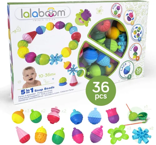 Miniatura 11 de Lalaboom 36 piezas de cuentas para bebé – Montessori educativo forma y color STEM juguete de construcción de 10 meses a 3 años - BL300, multicolor