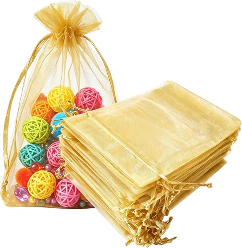 Miniatura 36 de Paquetes de 50 bolsas de organza de regalo de 4 x 6 pulgadas, cordón negro a granel para baby shower, Navidad, cumpleaños de profesores, recuerdos