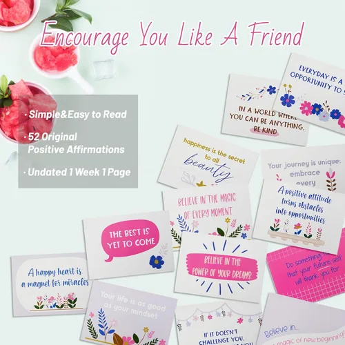 Miniatura 4 de Regalos inspiradores para mujeres, calendario de escritorio motivacional, calendario de escritorio con afirmaciones positivas diarias y citas Azul