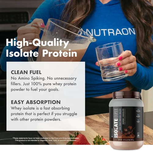 Miniatura 7 de NutraOne Proteína aislada de suero en polvo IsolateOne - Polvo aislado de suero 100% puro (chocolate Gourmet, 2 libras)
