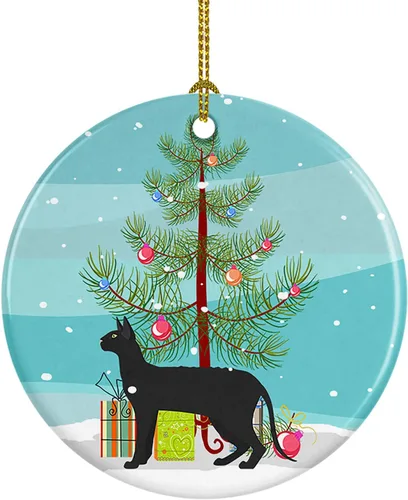 Miniatura 179 de Caroline's Treasures Adorno de cerámica con texto en inglés "Merry Christmas" para colgar en el árbol de Navidad, decoración para el hogar, Navidad