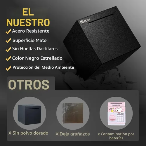 Miniatura 4 de hicocool Alcancía para adultos debe romperse para abrir, alcancía de acero inoxidable para adultos para dinero real, banco de dinero de metal Negro
