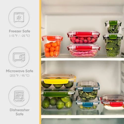 Miniatura 4 de Superio Recipiente de plástico para almacenamiento de alimentos con tapa hermética para cocina, 10 tazas, 80 onzas, libre de BPA, a prueba de fugas