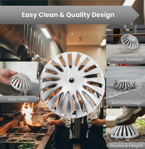 Miniatura 6 de Leyso Cubierta de drenaje de suelo de cúpula de aluminio resistente y colador de drenaje, cubierta de drenaje extraíble para exteriores, colador
