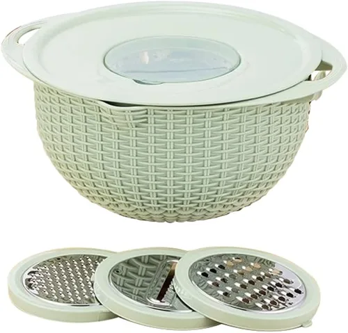 Rallador 5 en 1, cortador de verduras, cesta de drenaje, contenedor de alimentos, ensalada, rebanador portátil de gran capacidad, herramienta de