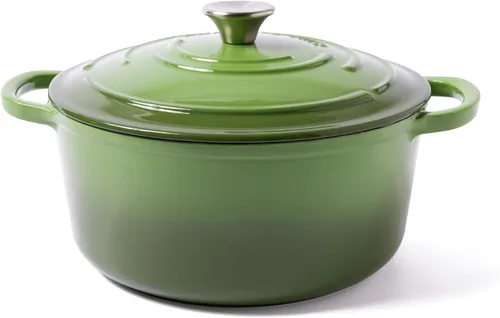 Miniatura 11 de Larder & Vine Horno holandés de hierro fundido esmaltado de 5.7 cuartos de galón con tapa, horno holandés para masa madre y hornear pan, esmalte