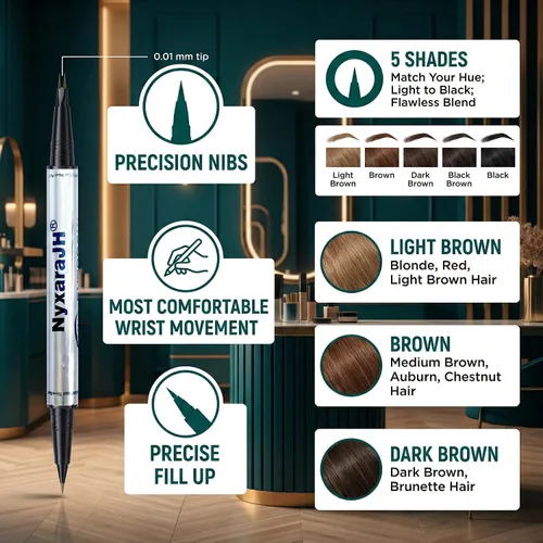 Miniatura 6 de Bolígrafo de cejas 2 en 1, delineador de cejas de precisión de doble punta con puntas finas, impermeable, 5 colores naturales, herramienta