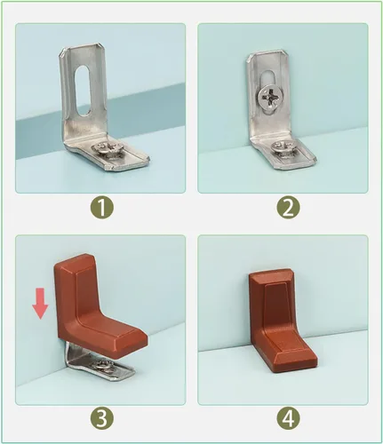 Miniatura 6 de dophee 20 soportes de esquina de metal en forma de L de 90 grados con cubierta de plástico, junta de esquina en ángulo recto para estantes, muebles
