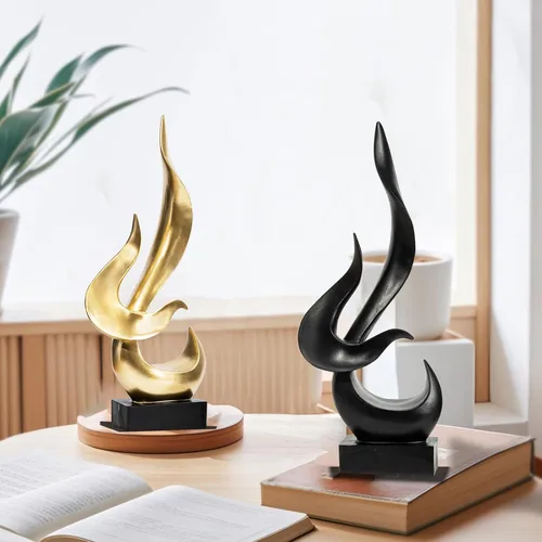 Miniatura 7 de Estatua de Fuego de Oro, Estatua de Resina Moderna y Abstracta, Estatua de Arte para Decoración del Hogar, para Salón, Soporte de TV, Mesa de Café