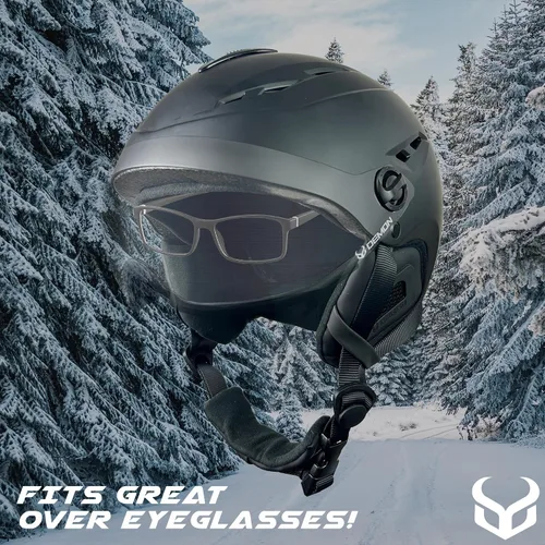 Miniatura 4 de Demon United Casco con visera de esquí y snowboard, casco con visera extraíble y ajuste de esfera trasera, cascos deportivos de nieve para hombres
