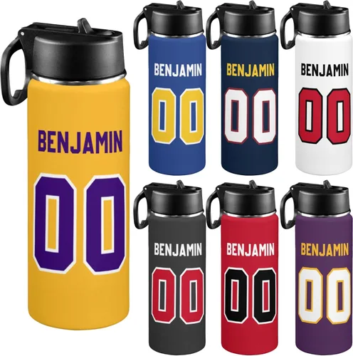 Miniatura 15 de Personalized Kids Water Bottle with Name, 18oz Insulated Stainless Steel Straw, Leak Proof BPA-Free Water Bottle for School, Sports & Travel, Custom