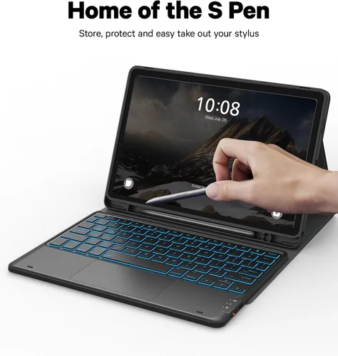 Miniatura 6 de GreenLaw Funda de teclado para Samsung Galaxy Tab A9 Plus de 11 pulgadas 2023, retroiluminación de 7 colores, trackpad inteligente, funda resistente