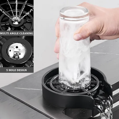 Miniatura 7 de Fregadero de cocina nano negro 304 de acero inoxidable 304, fregadero multiusos de preparación de barra de un solo tazón con grifo y montaje