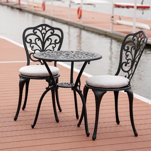Miniatura 8 de Juego de 3 piezas de mesa de bistró para exteriores, juego de mesa de bistró para todo tipo de clima, juego de 2, muebles de comedor de patio