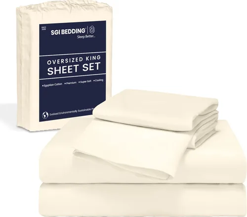 Miniatura 14 de SGI Bedding 108" x 108" Juego de sábanas de 4 piezas de tamaño Alaskan King de 1000 hilos 100% de algodón egipcio - Sábanas de bolsillo profundo