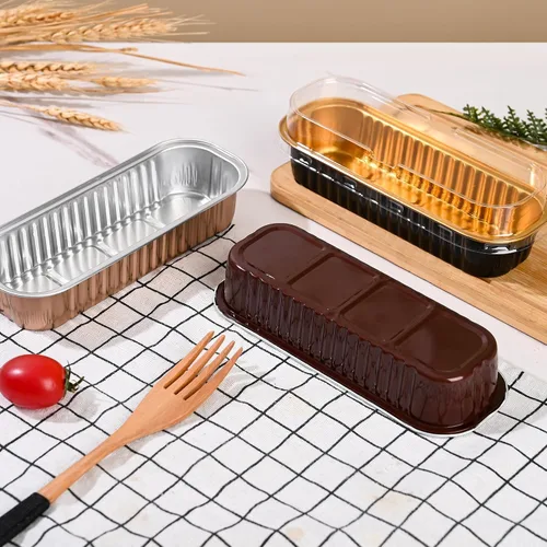 Miniatura 7 de Findful Mini Moldes para Hornear Pan con Tapas y Cucharas (Paquete de 50, 6.8oz) Moldes Rectangulares de Papel de Aluminio para Hornear Recipientes