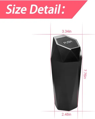 Miniatura 2 de Cubo de basura para automóvil con tapa, mini cubo de basura portátil para automóvil, pequeño diseño de diamante a prueba de fugas, contenedores
