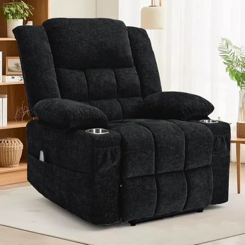 Miniatura 22 de Korser Sillón reclinable giratorio de 360° con mecedora para adultos, sillón reclinable con masaje y calefacción para guardería, silla de columpio