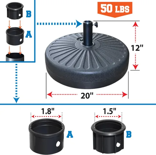 Miniatura 5 de BenefitUSA Base de paraguas de agua llena de peso de 20 "28L Soporte para sombrilla