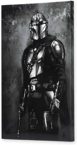 Miniatura 2 de Open Road Brands Disney Star Wars Mandalorian Gallery - Lienzo decorativo para pared, pintura mandaloriana en blanco y negro para cueva de hombre