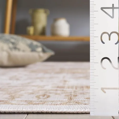 Miniatura 5 de SAFAVIEH Alfombra lavable Arizona Collection – 5 x 8 pies, ovalada, beige y dorado, antideslizante y fácil de limpiar, ideal para sala de estar