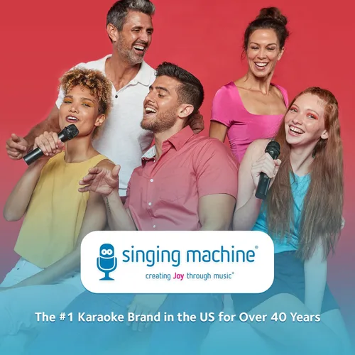 Miniatura 6 de Singing Machine Máquina de karaoke portátil para adultos y niños con 2 micrófonos inalámbricos, escenario en casa (blanco) - Altavoz de karaoke