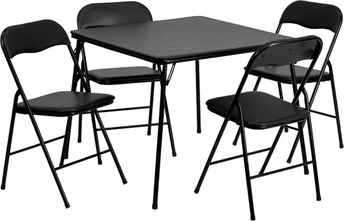Flash Furniture - Juego de mesa y sillas plegables negras de 5 piezas para jugar cartas Negro