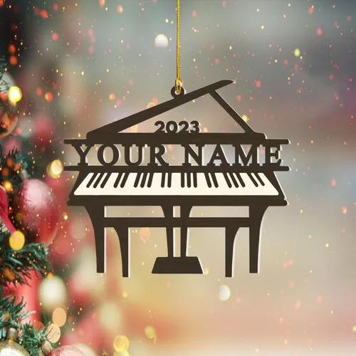 Miniatura 3 de MoonArt Adorno personalizado de guitarra de piano, nota musical de piano, adorno con forma de madera acrílica, regalo para amantes de la guitarra