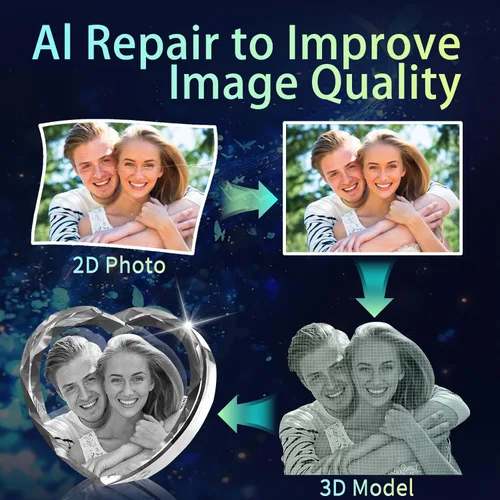 Miniatura 2 de Foto de cristal 3D, regalos personalizados de Navidad para mamá, mujer, esposa, papá, ella, regalo de Navidad personalizado de vidrio 3D grabado