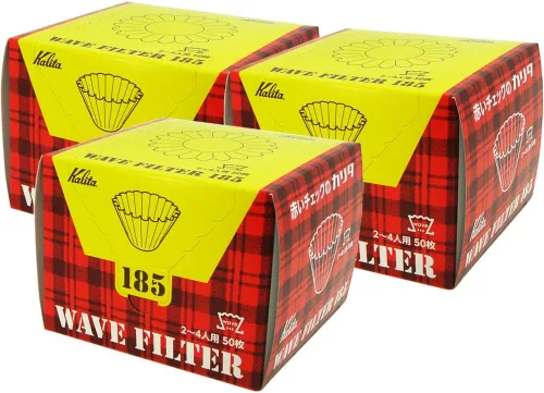 Karita Kalita - Filtro de papel de café ondulado para 2 a 4 personas, 150 hojas (50 x 3), blanco, #22210, elegante, campamento, al aire libre,