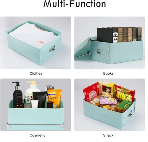 Miniatura 2 de SEEKIND Caja de almacenamiento con tapas y asas decorativas, 3 en 1, a prueba de humedad, plegable para ahorrar espacio, para ropa, cosméticos