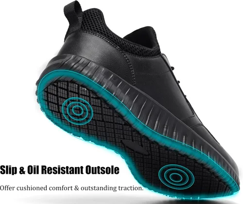 Miniatura 4 de Zapatos de trabajo antideslizantes e impermeables para hombre y tenis de restaurante o servicio de alimentos