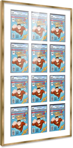 Miniatura 16 de Marco de cómic con paspartú para 8 CGC, CBCS o PGX Graded Comics - Marco de cómic blanco para cómics de 8.125 x 13 pulgadas Marco blanco