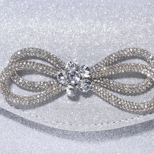 Miniatura 8 de DETARA Bolso de noche para mujer, con lazo de cristal brillante, con solapa, bolso de mano para mujer, boda, fiesta, baile de graduación
