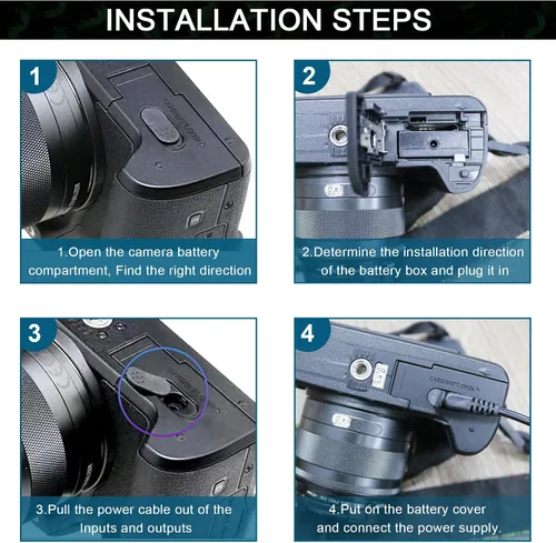 Miniatura 4 de ACK-E12 Adaptador de corriente AC/DR-E12 Acoplador de CC Kit de batería ficticia Para cámaras Canon EOS M50, EOS M50 Mark II, EOS M200, EOS M100