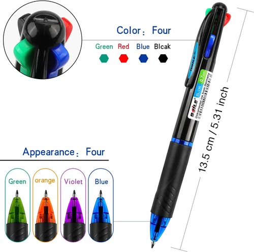 Miniatura 2 de Bribobo Paquete de 4 Bolígrafos Multicolor 4 en 1 de 0.7mm Retráctiles de Colores Bolígrafos de Regalo para Oficina, Suministros Escolares, Regalo