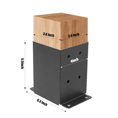 Miniatura 2 de Base de poste de 4 x 4, 8 piezas (tamaño interior de 3.5 x 3.5 pulgadas), soporte de poste de pérgola para valla de madera, anclaje de poste