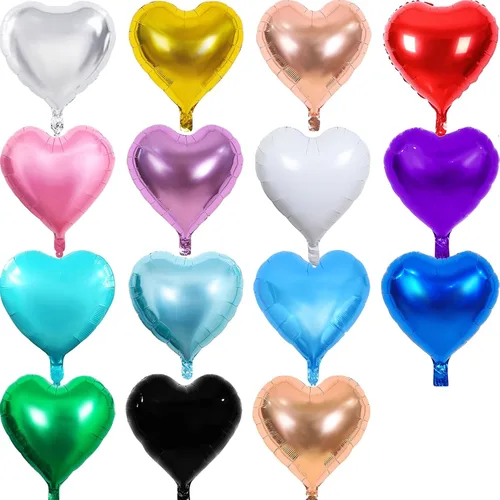 Miniatura 17 de 100 globos en forma de corazón de 5 pulgadas, globos de aluminio de Mylar de papel de aluminio para decoración de mujeres y niñas, día de San